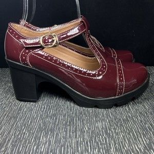 Dadawen Women's Size 9 Classic T-Strap Platform Mid-Heel Oxfords Dress Shoes